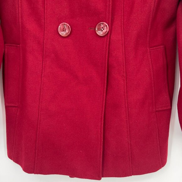 Steve Madden Red Wool Blend Double-Breasted Peacoat Jacket Women’s Size L - Picture 3 of 14